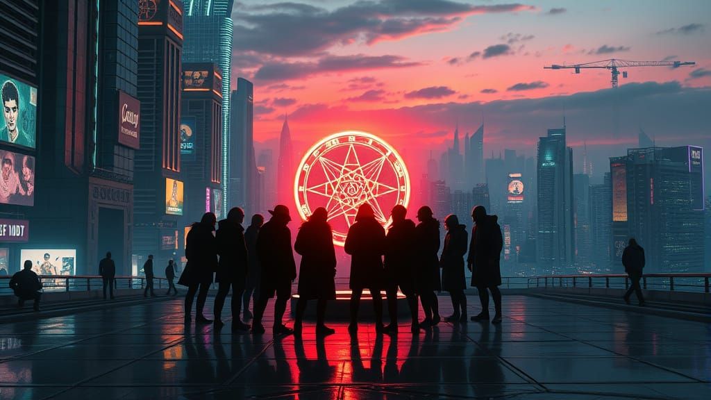 Cyberpunk Rebellion Unfolds in Neon-Lit Cityscape