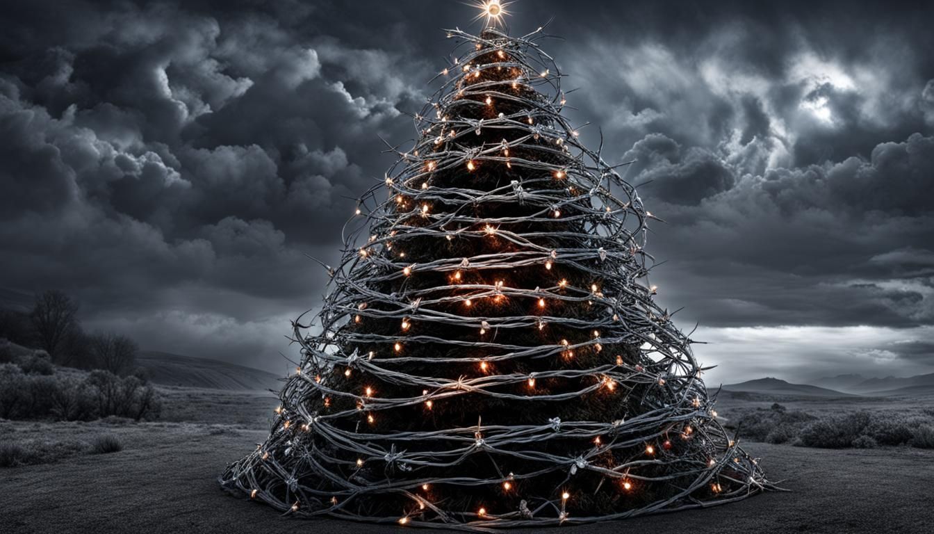 Barbed Wire Christmas Tree in Dark Metallic Tones