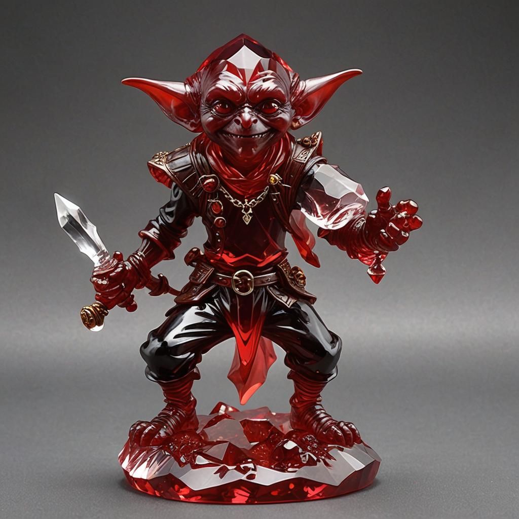 Ruby Goblin Figurine Inspired by Arthur Rackham