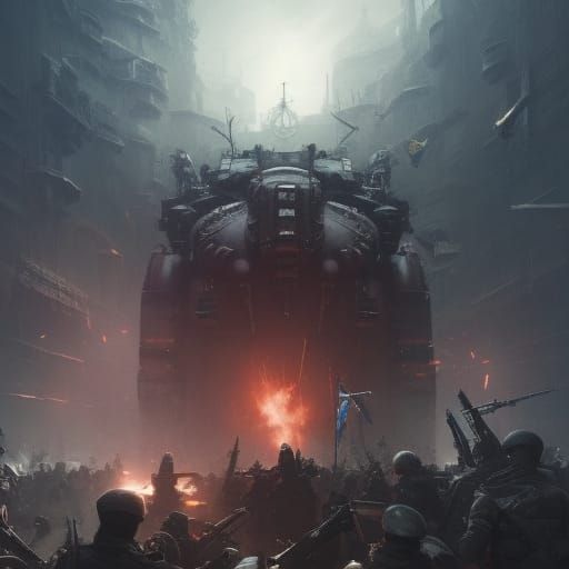 Tough Ukrainians fighting against  Russian fascist, in the year 2080