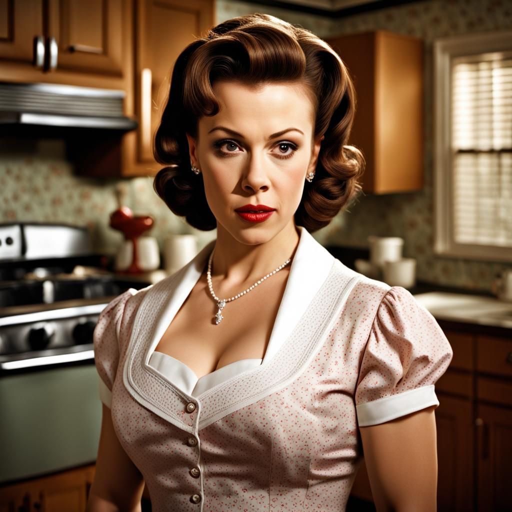 1950s Housewife in Hyperrealistic Cinematic Style