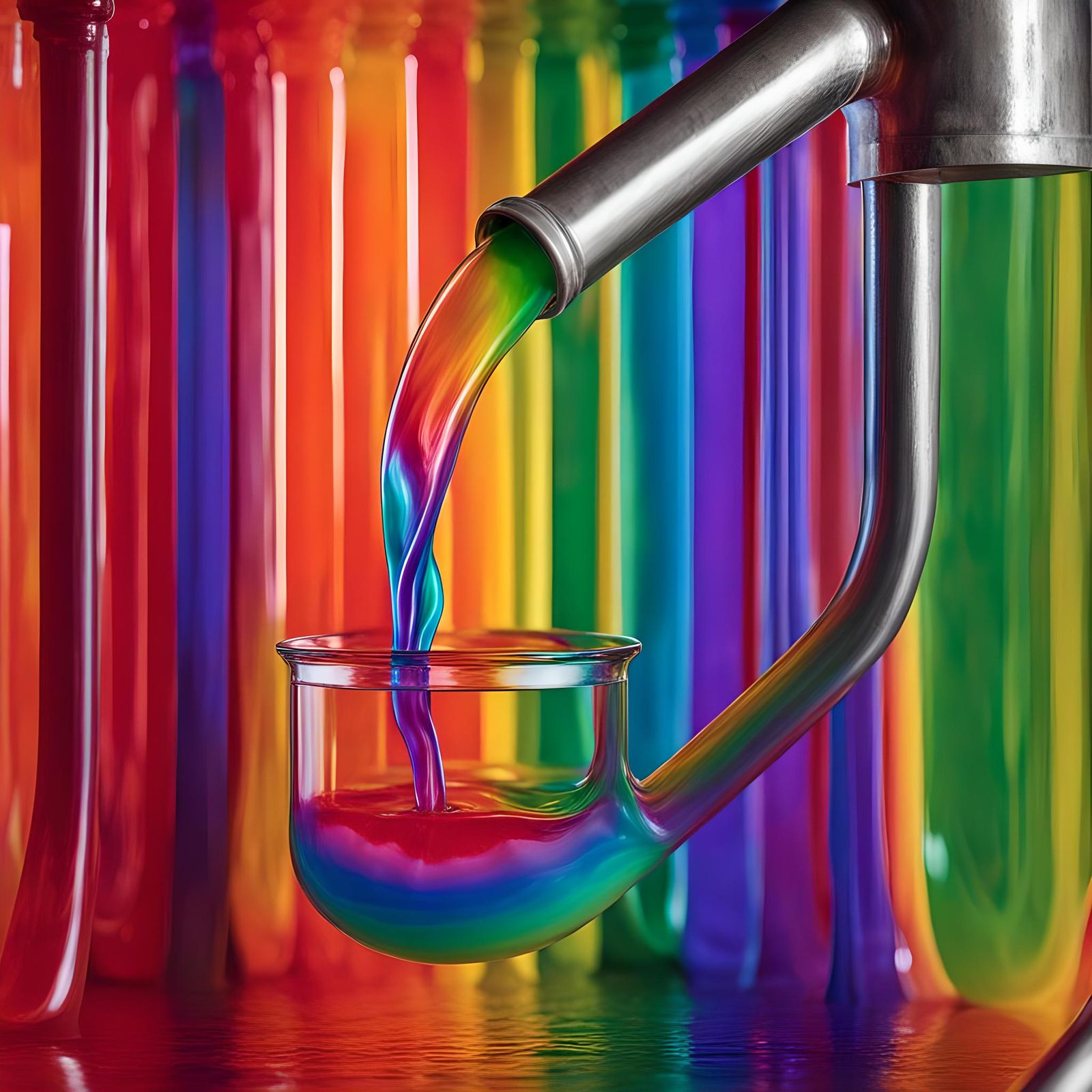 Jello Rainbow Flowing Between Open Pipes