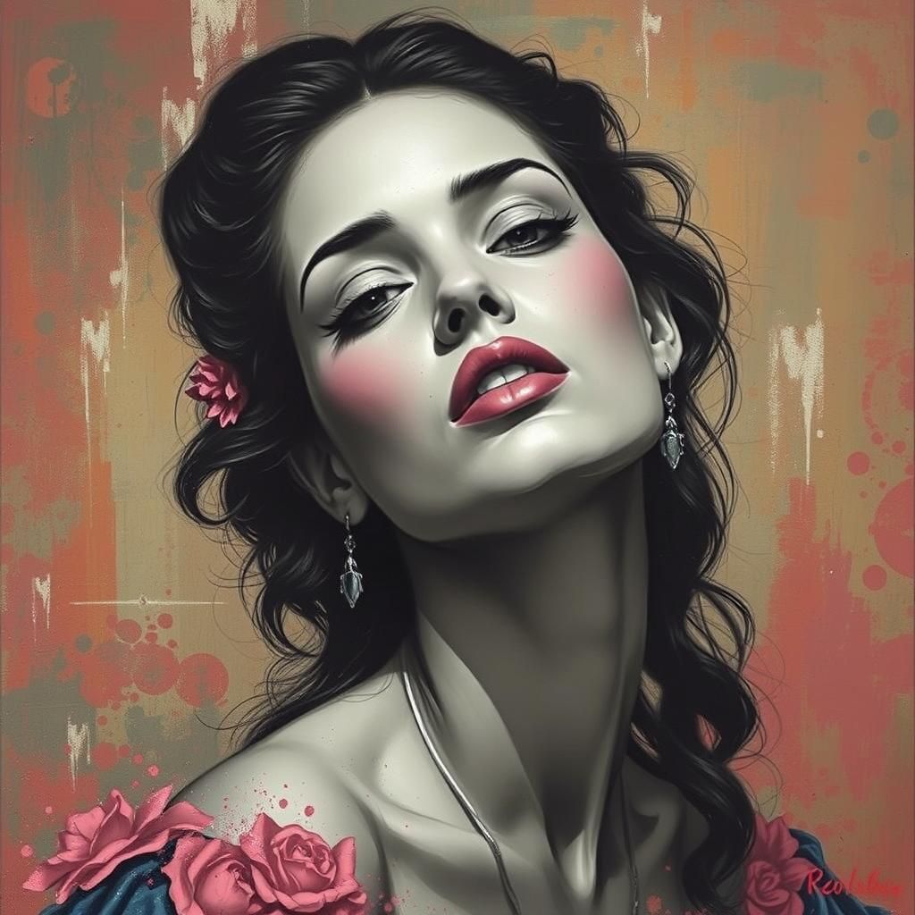 Elegant Woman Portrait in Mexican Modernist Style