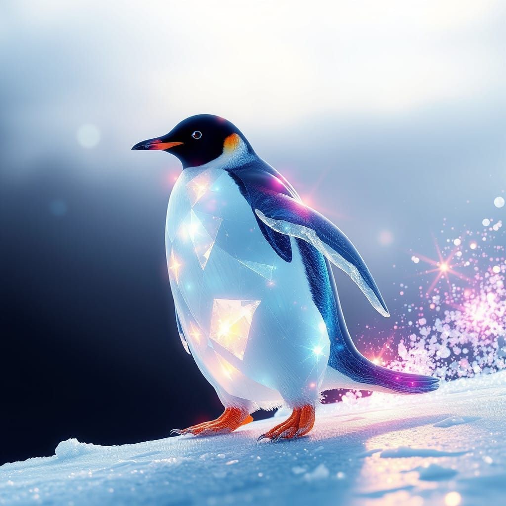 Luminous Penguin in Ethereal Light
