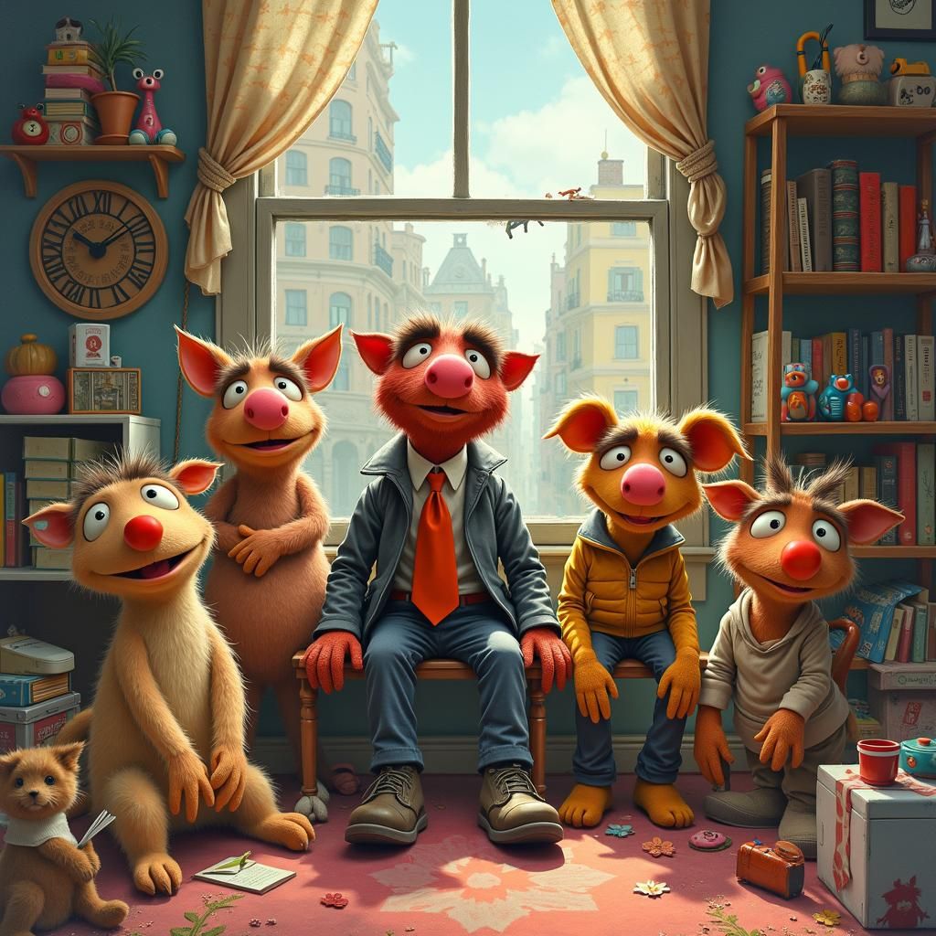 Muppet-Inspired Animals in Whimsical City Apartment