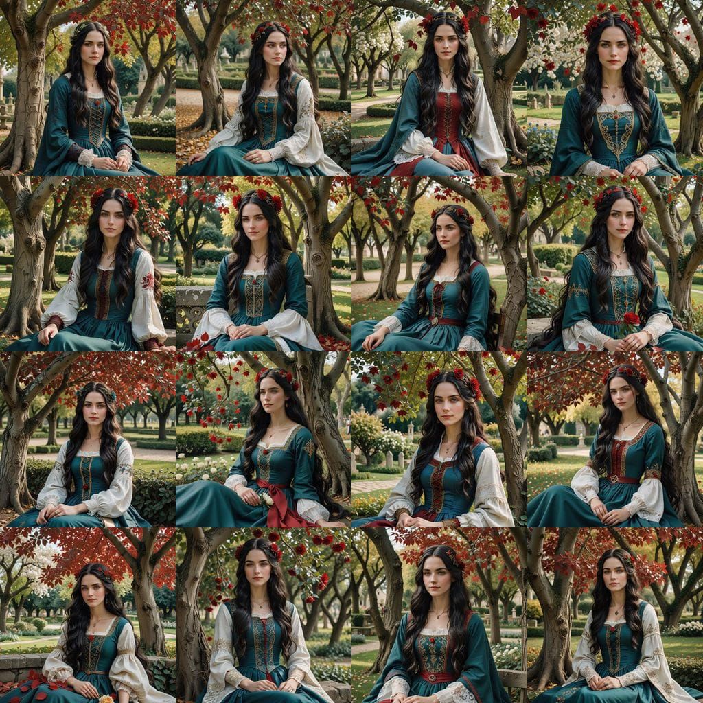 Lady in a Medieval Garden under the White Tree