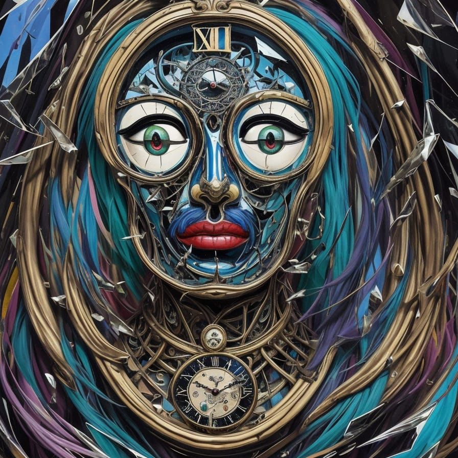 Surreal Portrait with Mask in Salvador Dali Style