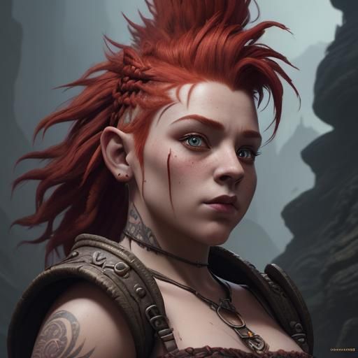 Detailed Female Dwarf Warrior Concept Art