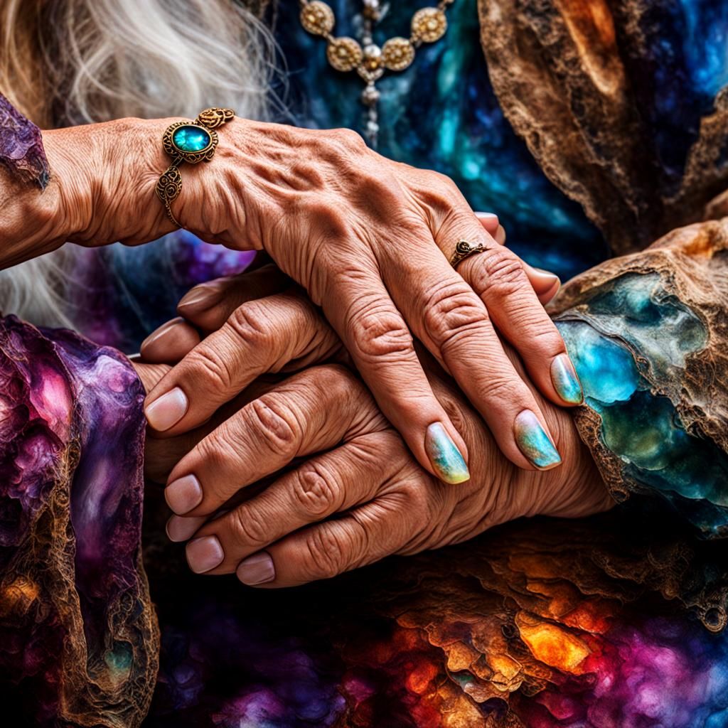Elderly Couple Holding Hands: Ethereal Fantasy Art