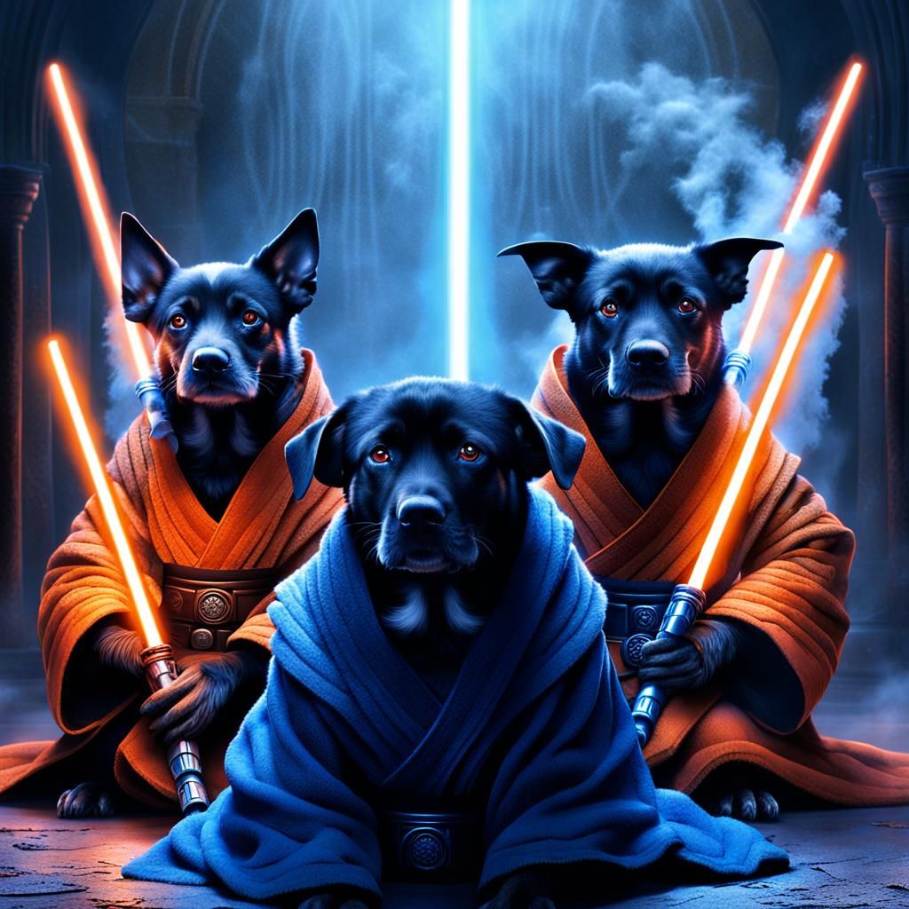 Twin Dog Jedi Masters in Digital Matte Painting