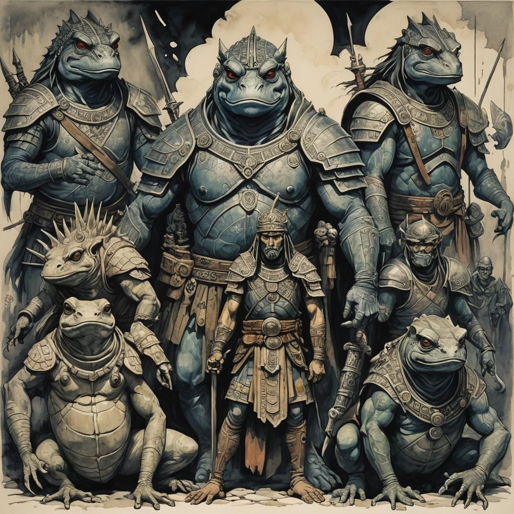 Amphibian Rulers Clash in Ancient Film Noir