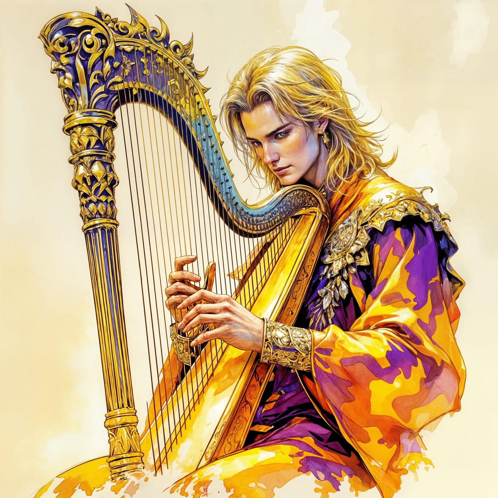 Milil, Lord of Song, Playing Harp