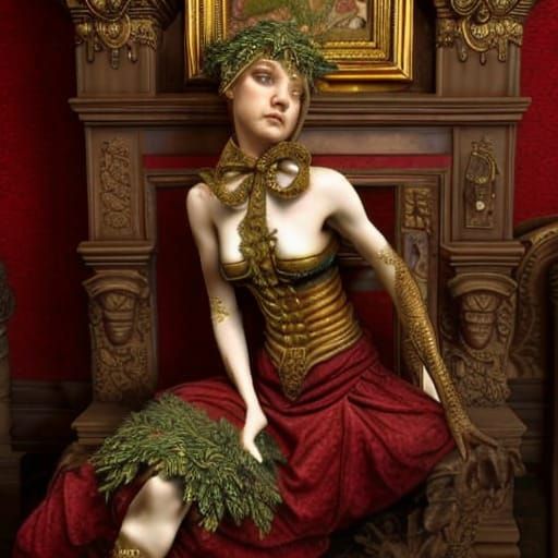 Detailed Red and Gold Steampunk Costume