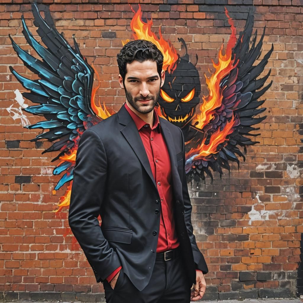 Man with Fiery Scroll: Graffiti Street Art