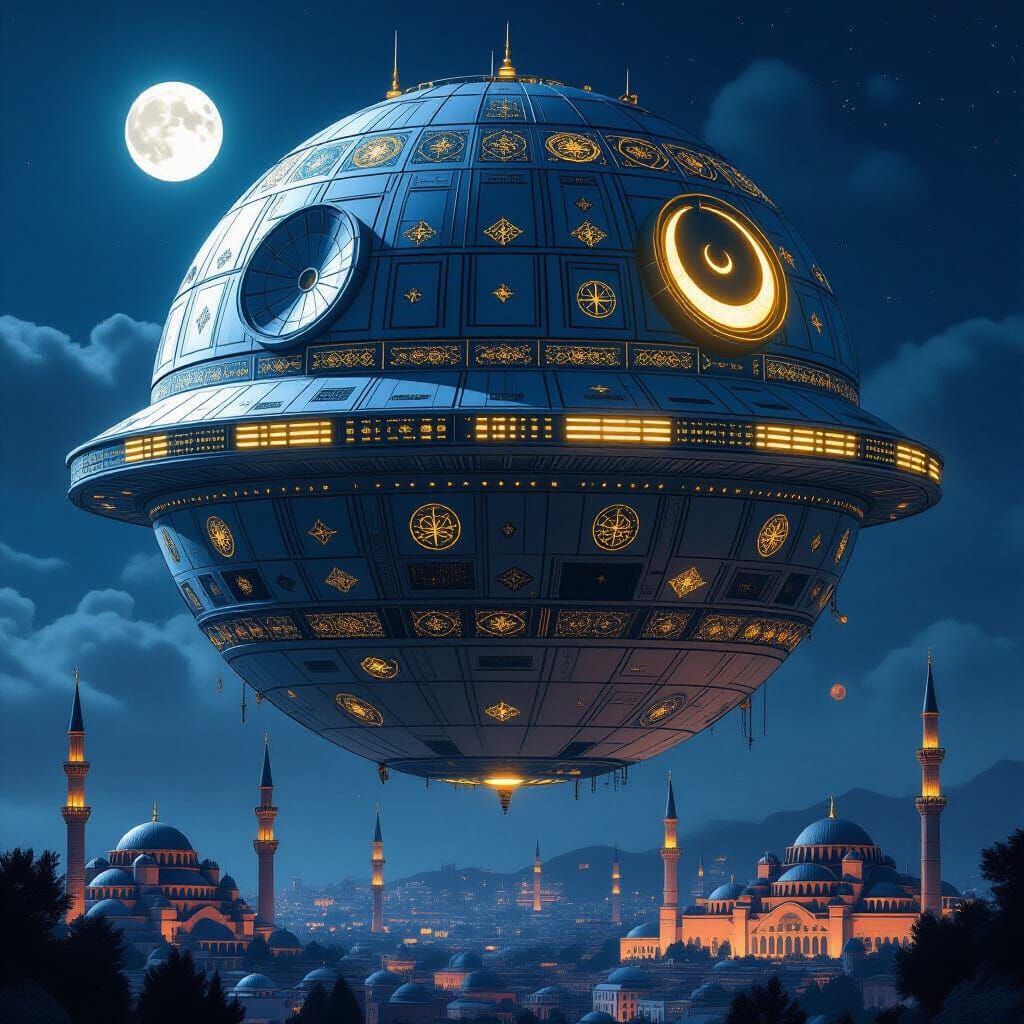 Ottoman Empire Death Star: Hyperdetailed 8K Rendering