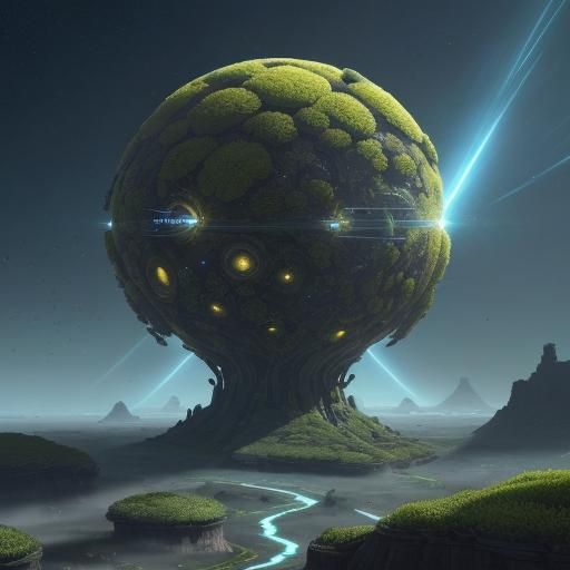 {
    "prompt": "Nanobot Terraforming – A futuristic scene w...