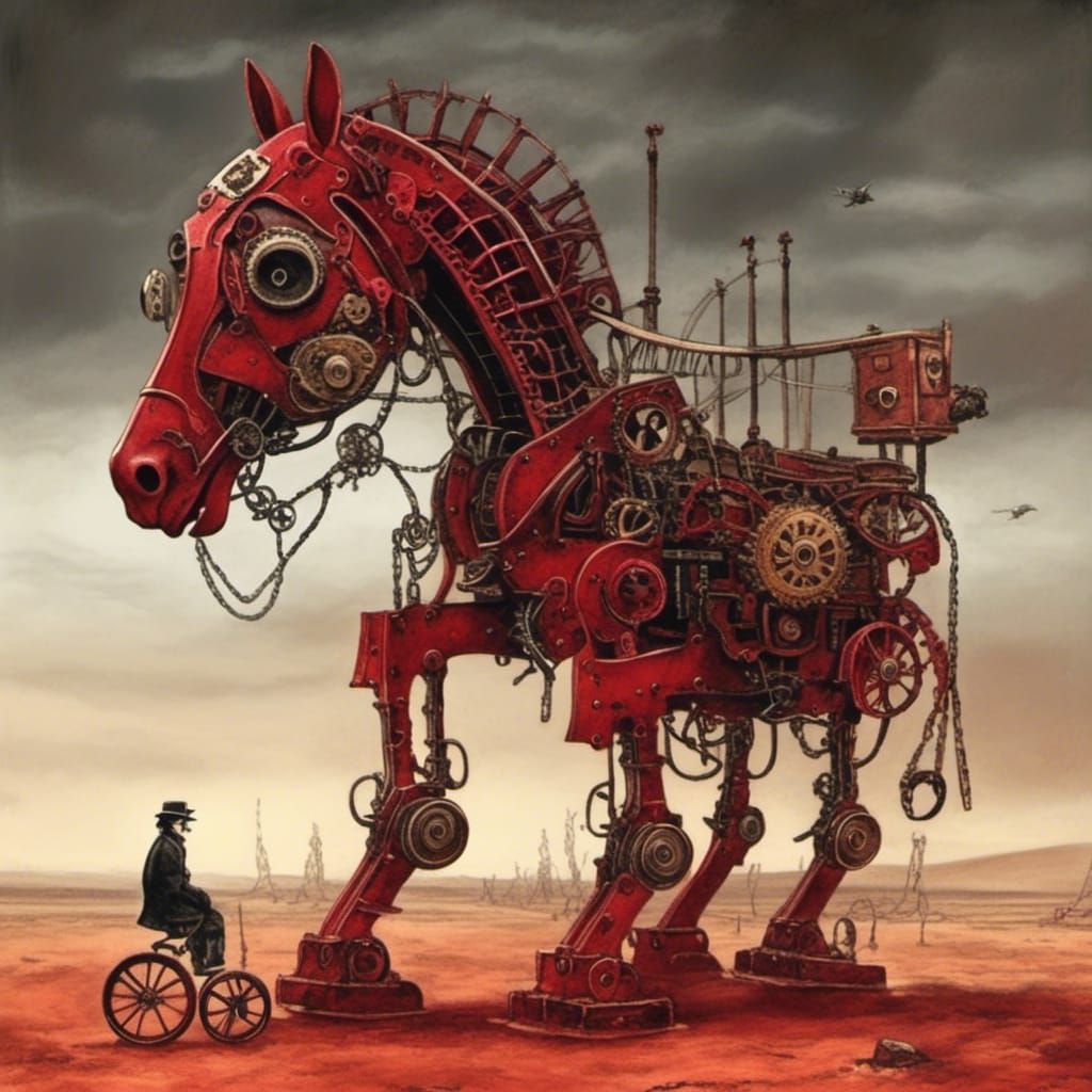 Apocalyptic Desert: Rusty Mechanical Horse