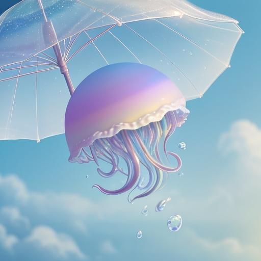 Pastel Jellyfish in Dreamy Clouds: Digital Art