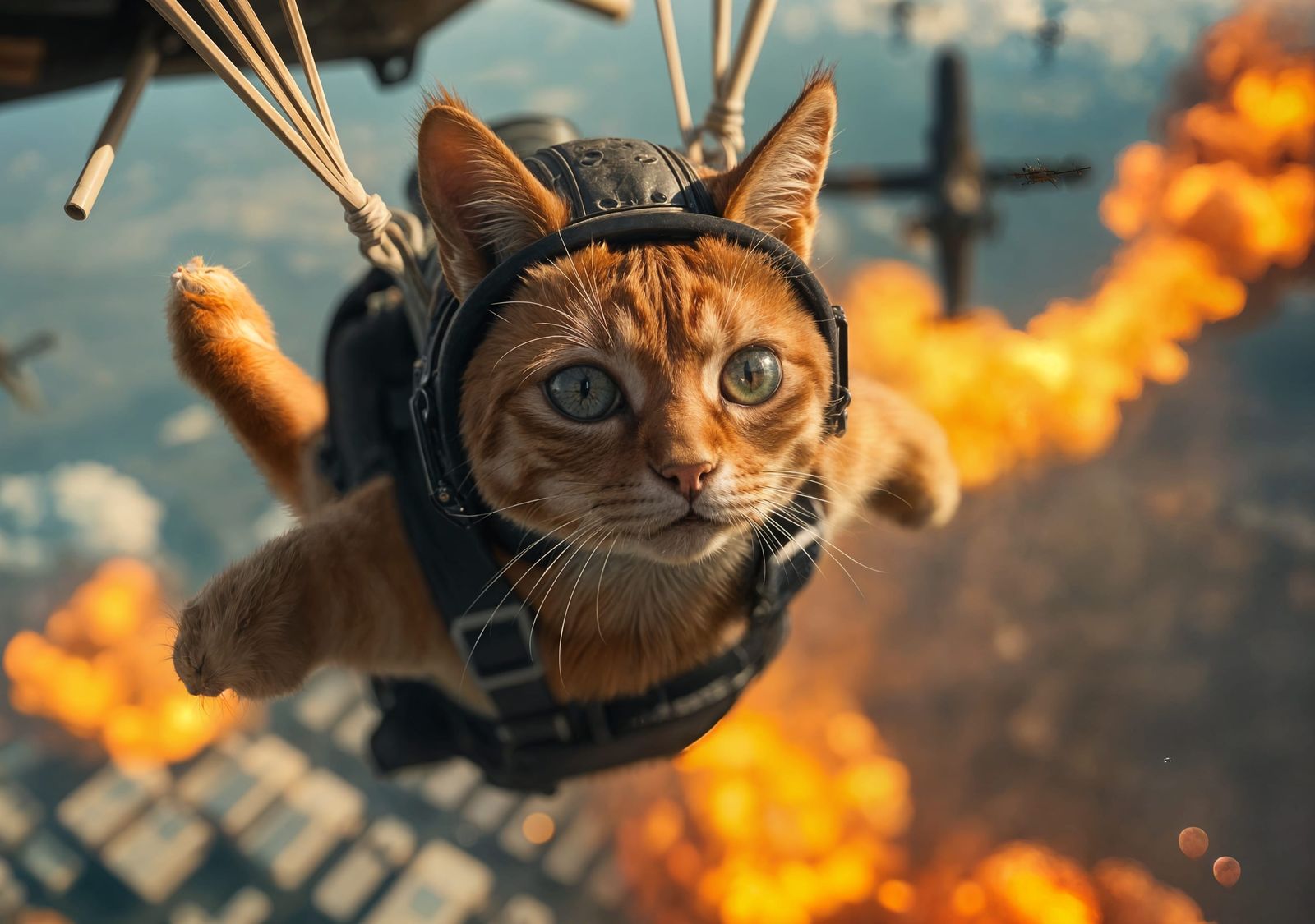 Red Cat Skydiving in WWII, Cinematic Quality