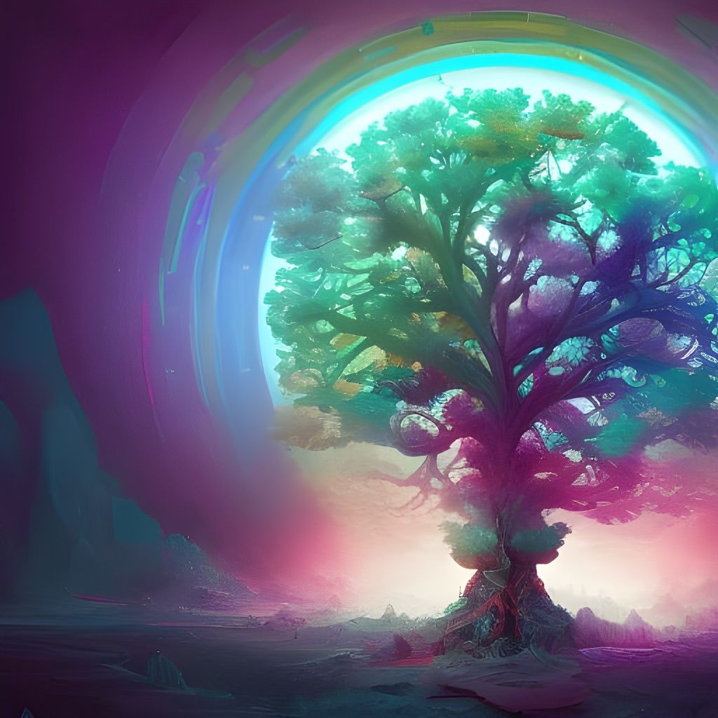 Rainbow Tree of Life: Detailed Cinematic Fantasy Art