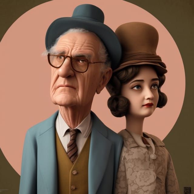 Grandfather and Granddaughter: Italian Neorealism Portrait