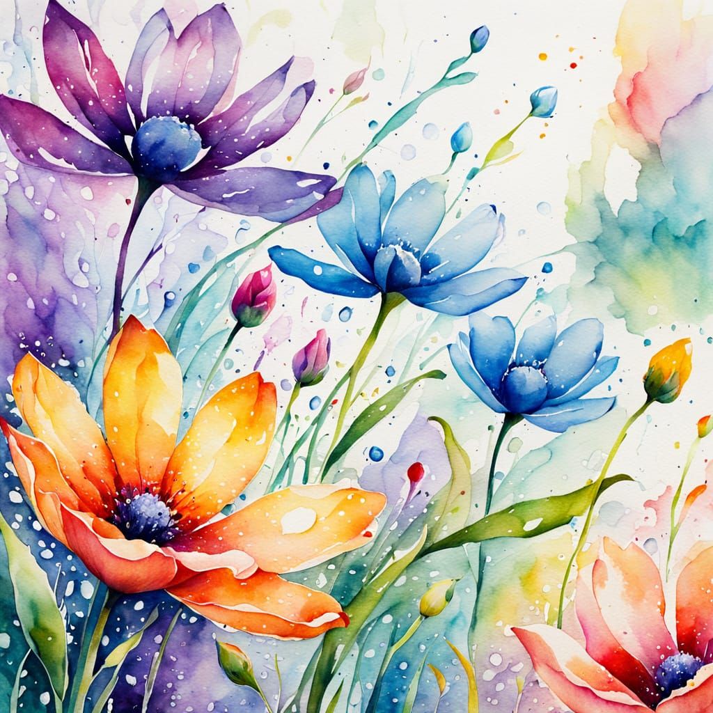 Watercolor Floral Art with Pastel Colors