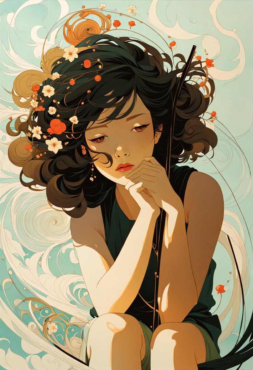 Surreal Landscape with Swirls and Scales