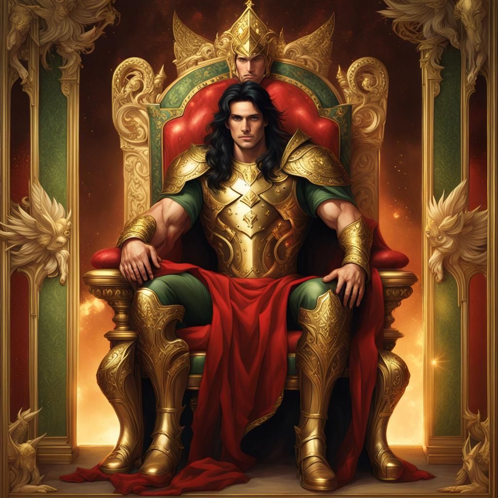 Celestial Throne: Handsome Man in Armor with Magic Balance