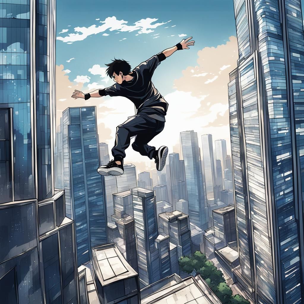 Anime Parkour Athletes Leap Between Skyscrapers