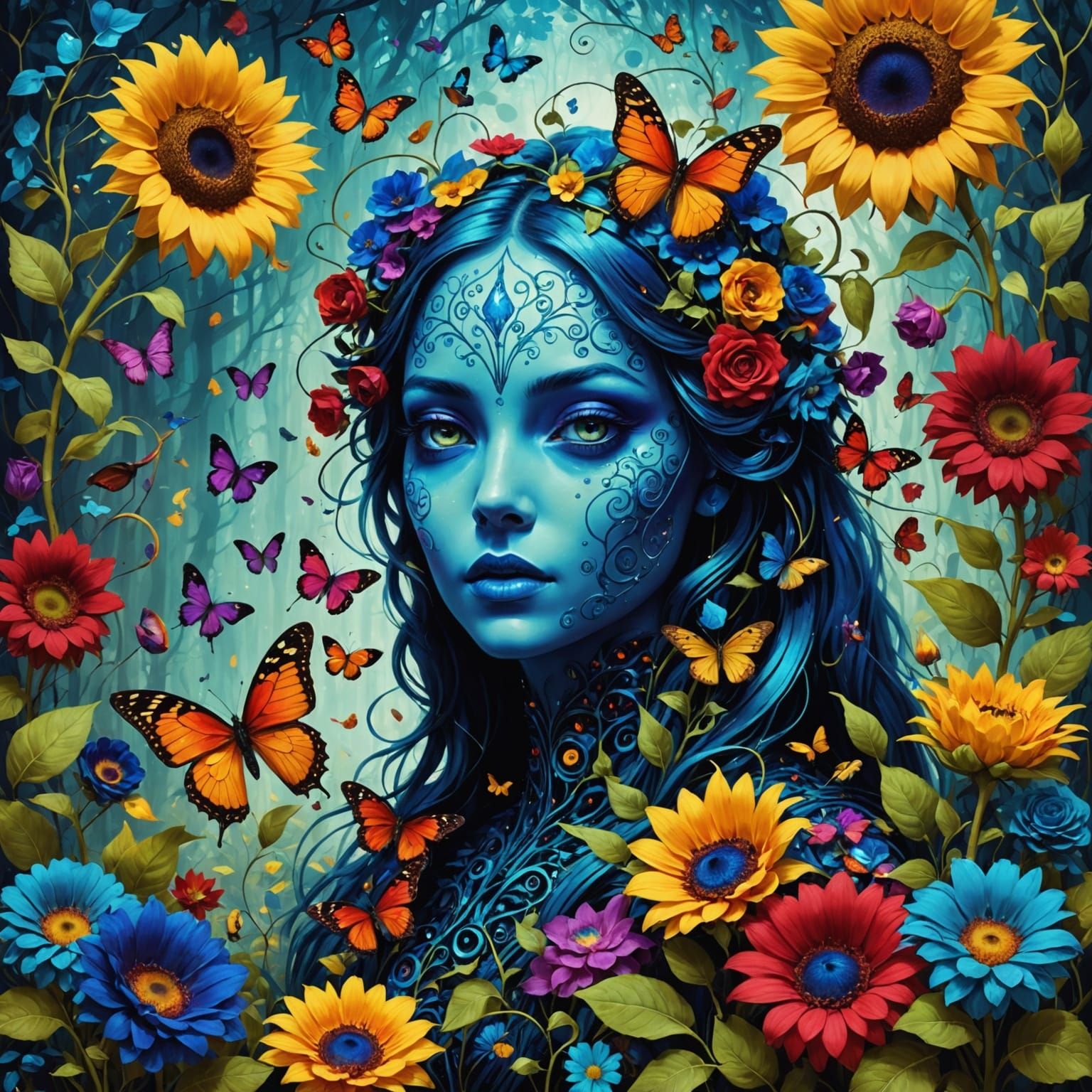 Whimsical Wonderland Garden in Vibrant Digital Art