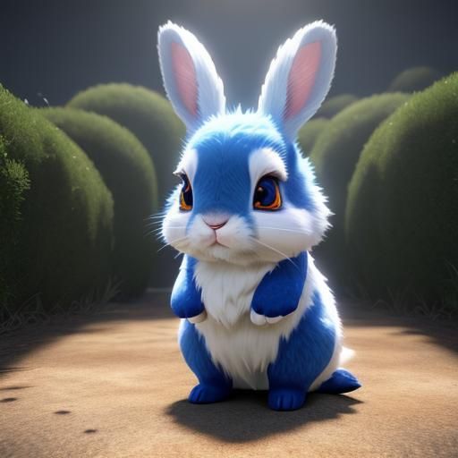 Cute Rabbit with Big Eyes in 3D Anime Pixar Style