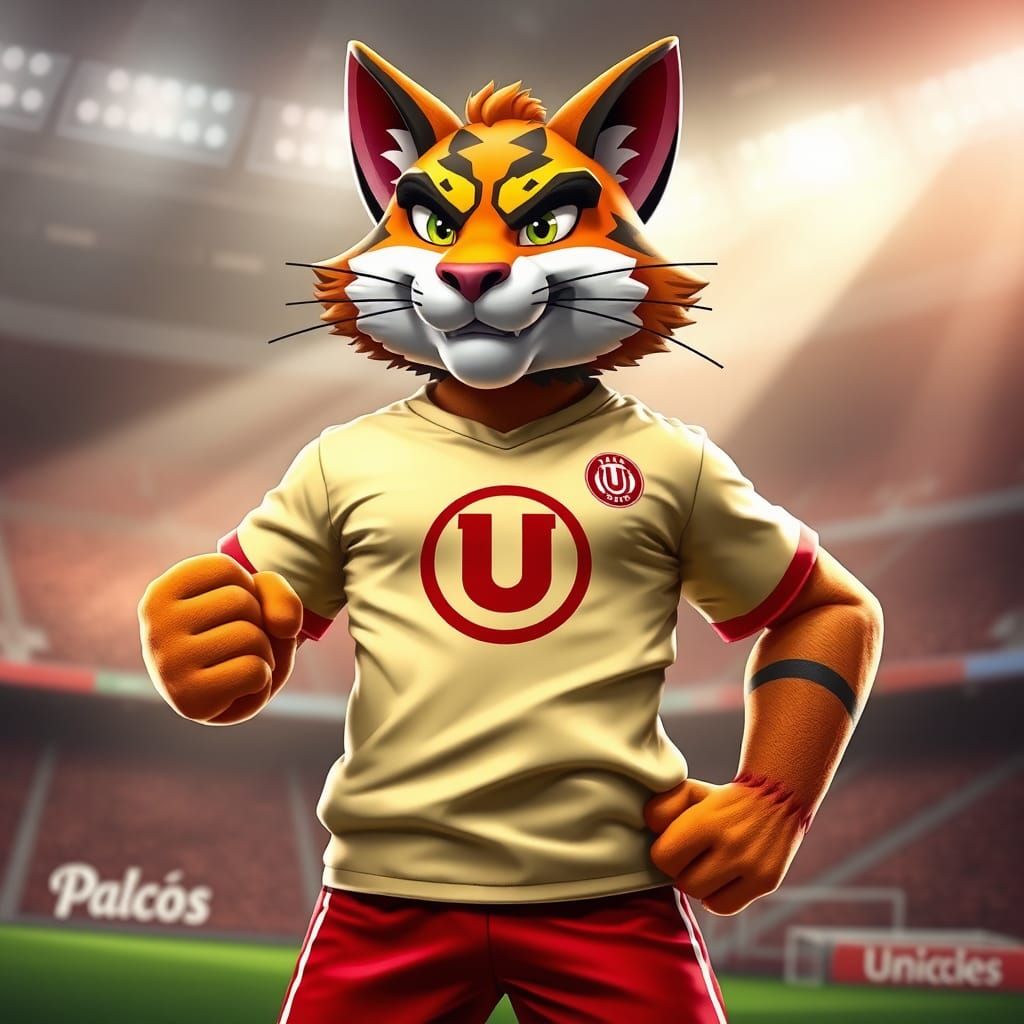 Fierce Feline Mascot of Universitario de Deportes in 4K