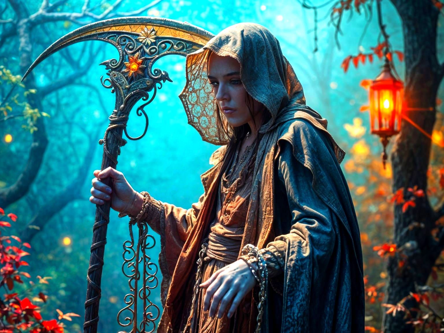 Ethereal Grim Reaper in Vibrant Tattered Robes