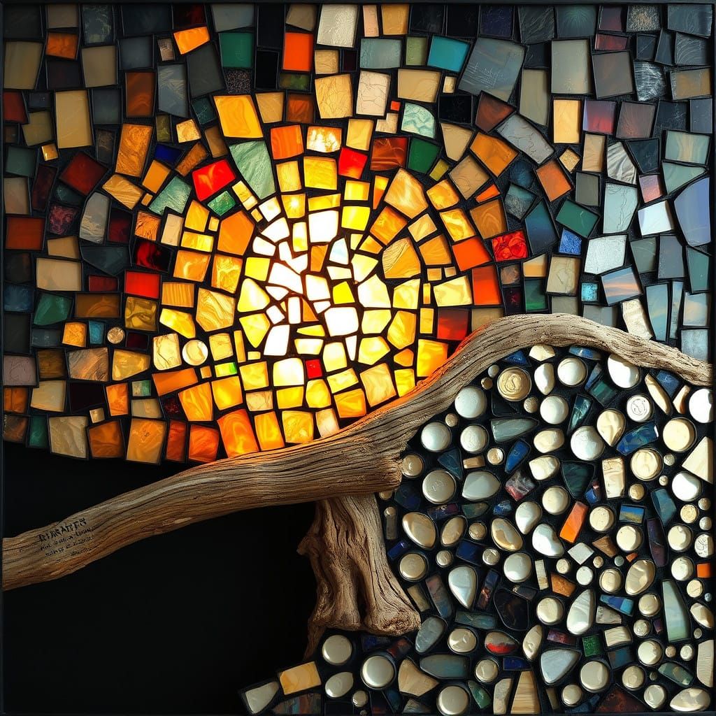 Ethereal Light Bridge in Abstract Mosaic