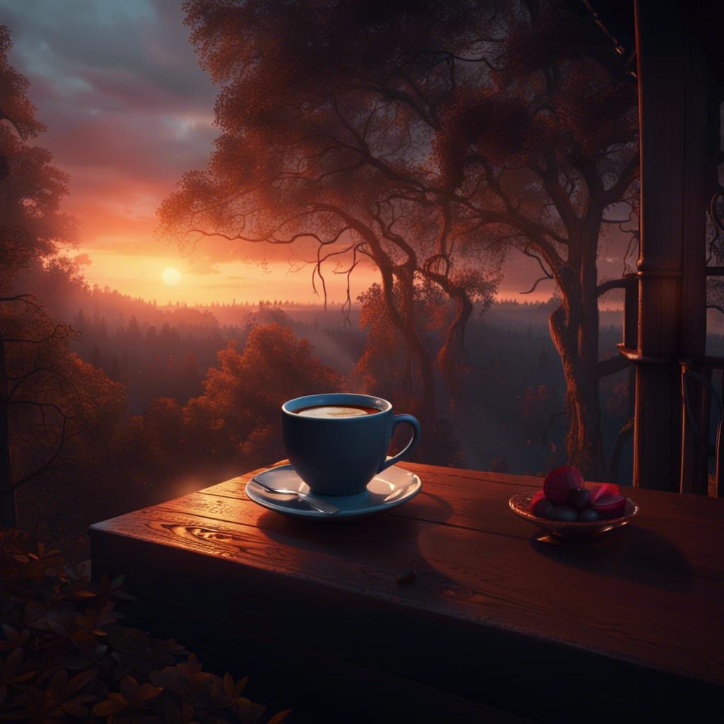 Coffee at Dawn: Fantastical Forest Matte Painting