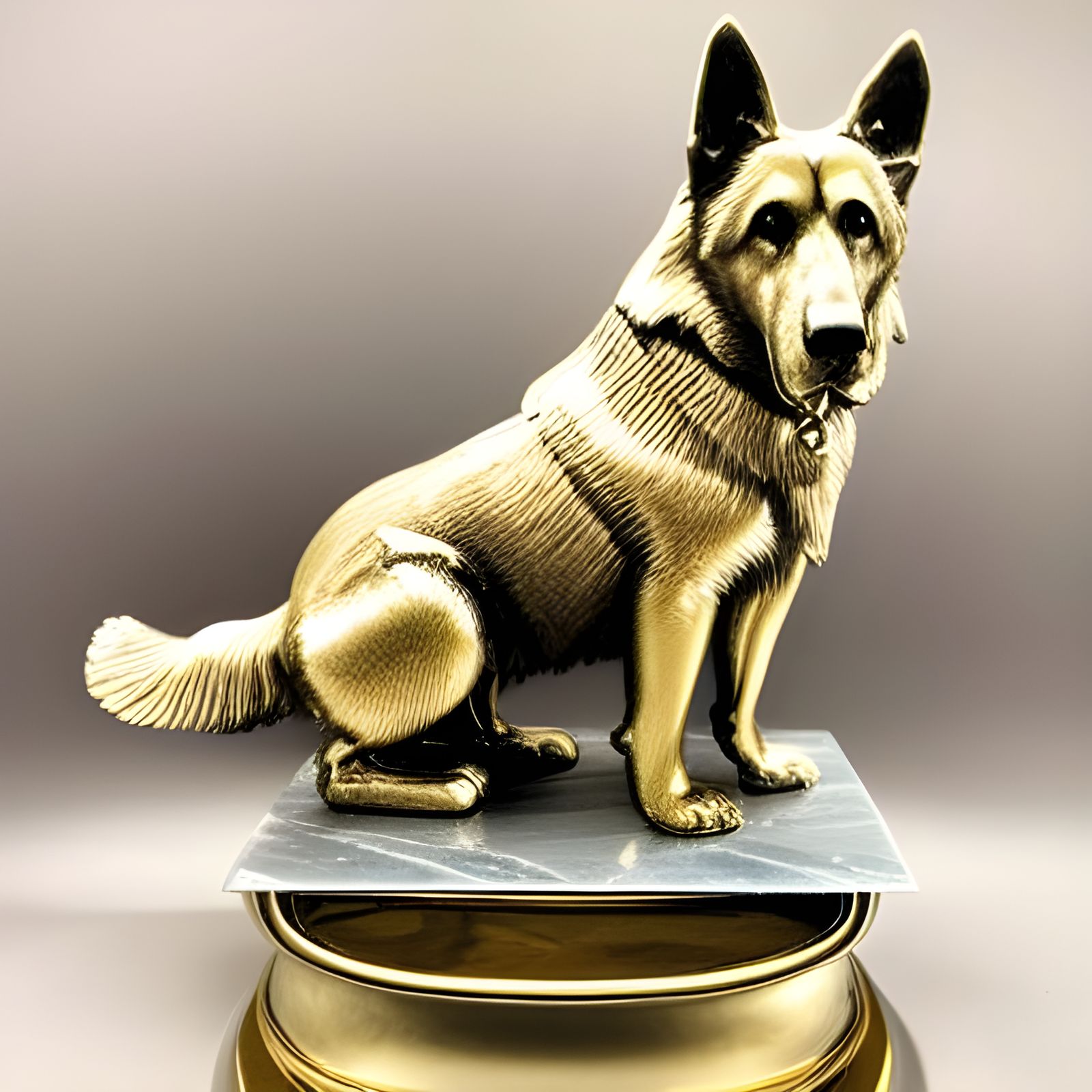 Silver and Gold German Shepherd Statue