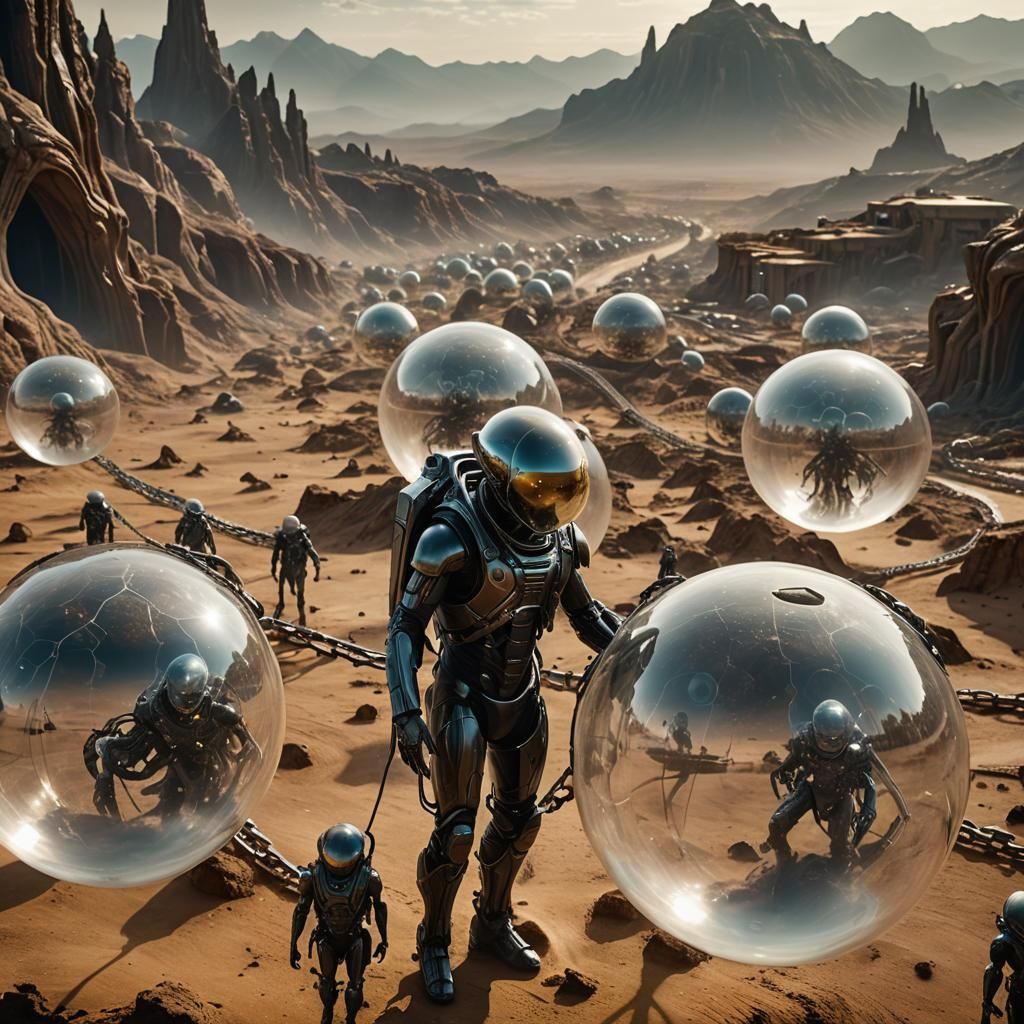 Aliens in Jelly Spheres on Alien World