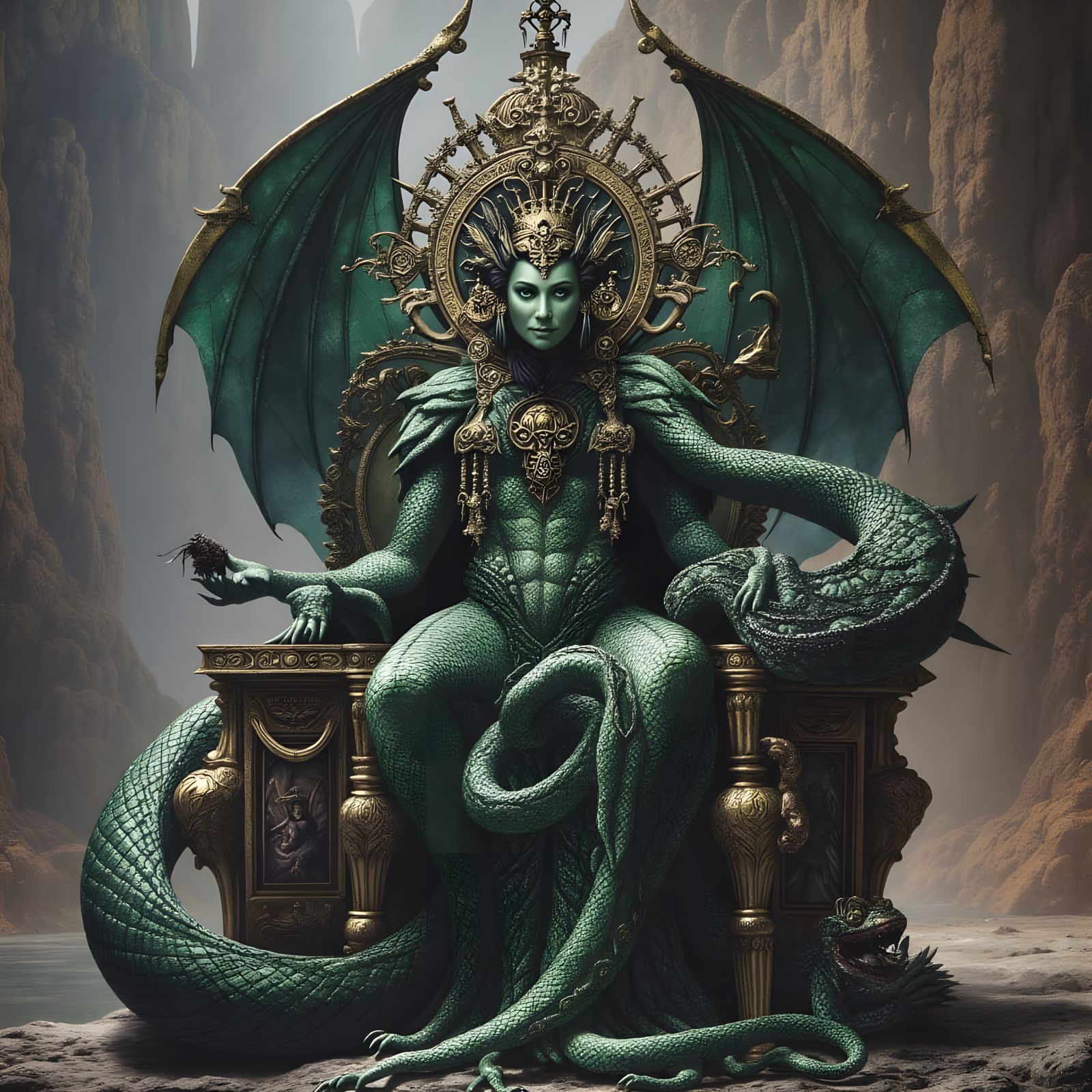 Serpent Queen on Throne in Hans Arnold Style