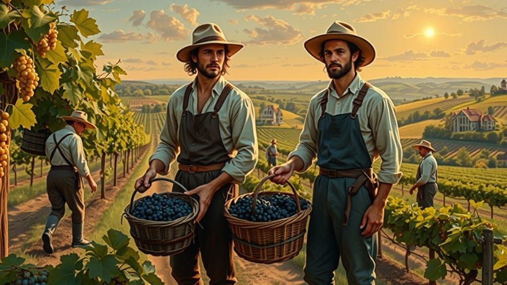 Colonial Harvesters in Golden Light