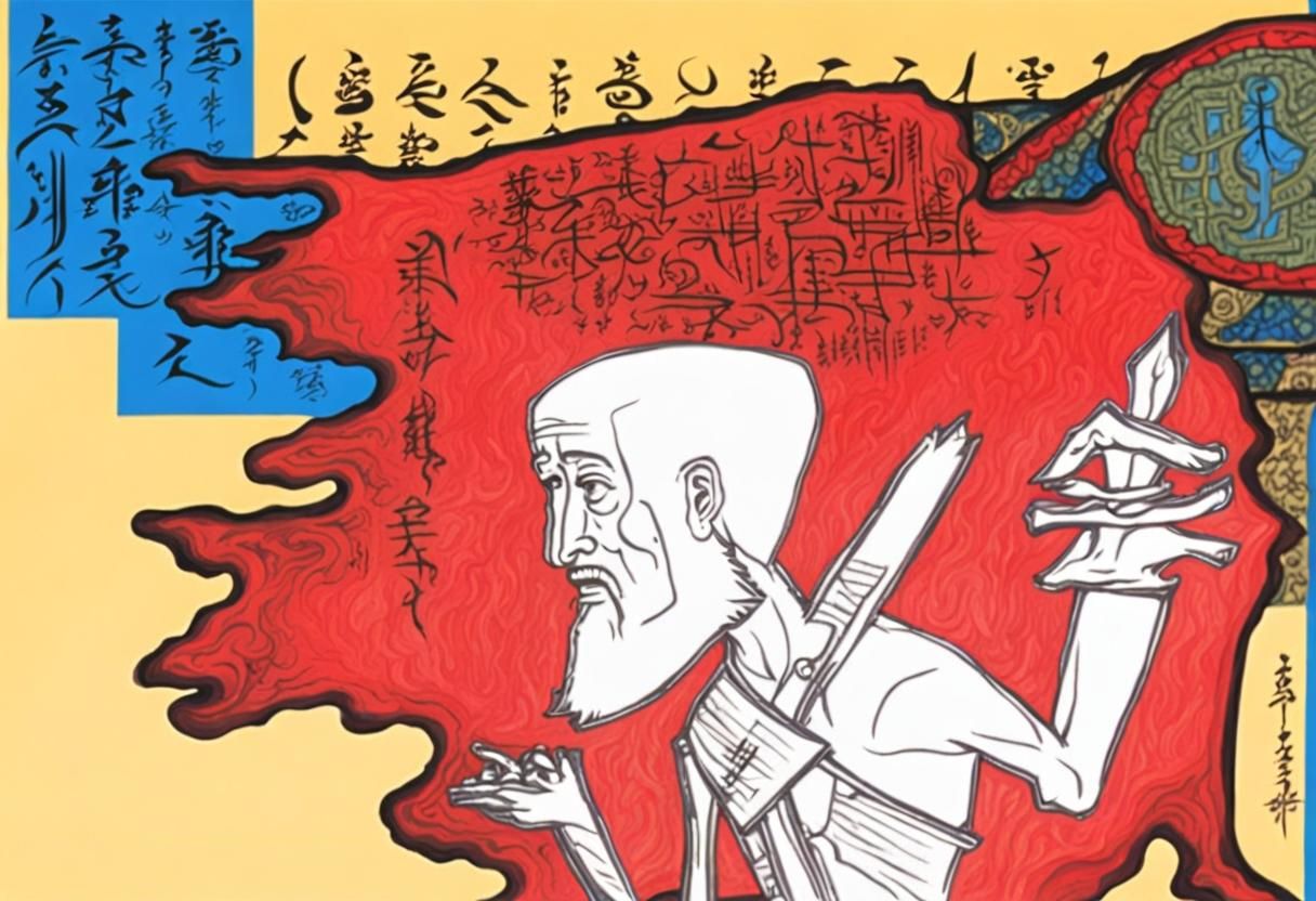 Gothic Cipher on Ancient Scroll with Scribble-Pen Details