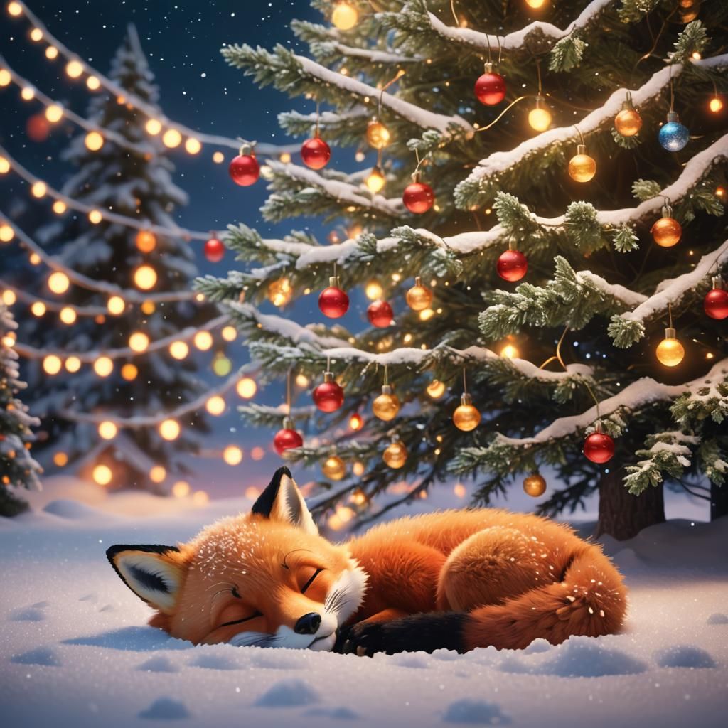 Fox Cub's Christmas Dream: Pixar-Inspired 3D Animation