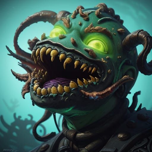 Surreal Pirate Captain in Hyperrealistic Armor with Toxic Ba...