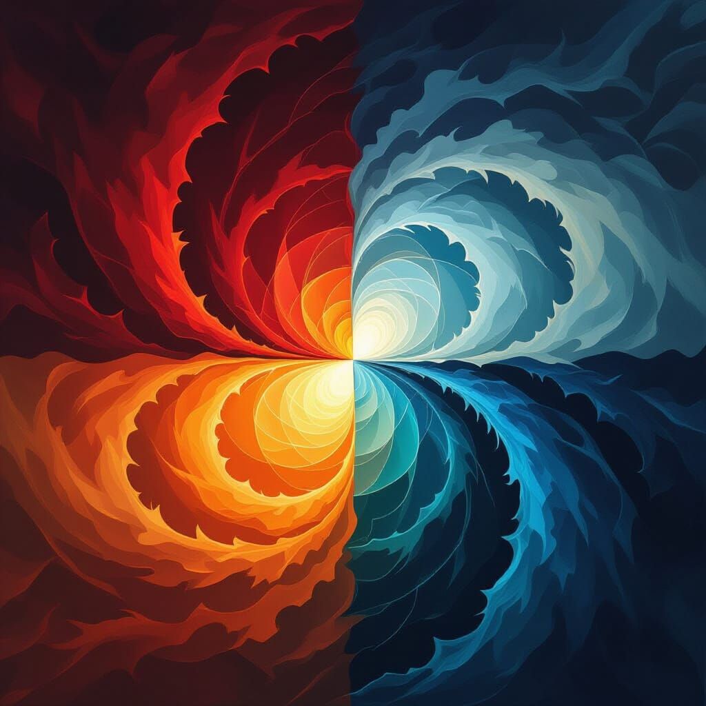 Abstract Vortex of Fire and Water Elements