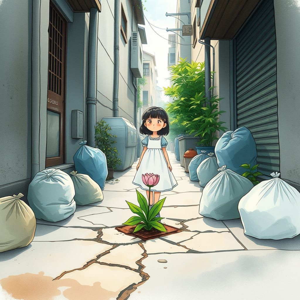 Hopeful Renewal in a Whimsical Japanese Alleyway