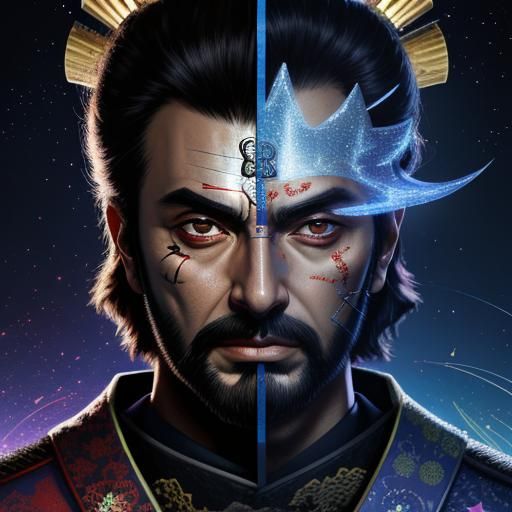 Samurai Warrior Astral Illustration in 8k