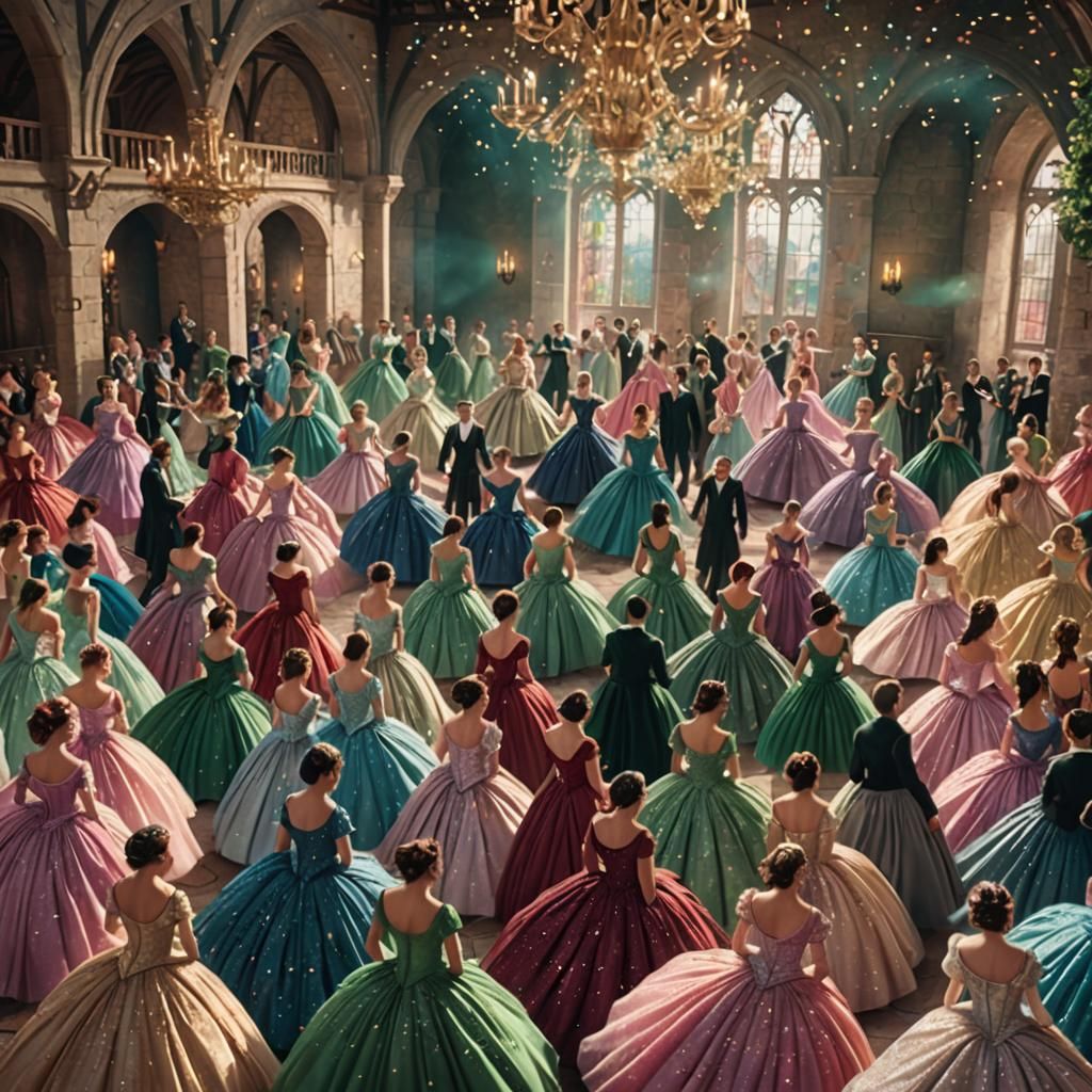 Medieval Ballroom Dance: Detailed Matte Painting