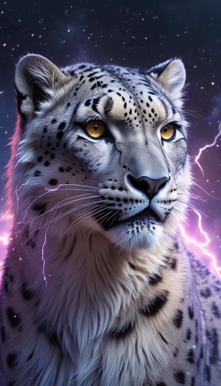 Nebula Snow Leopard in Digital Art Style