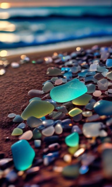 Stunning Sea Glass Digital Painting in Natural Lighting