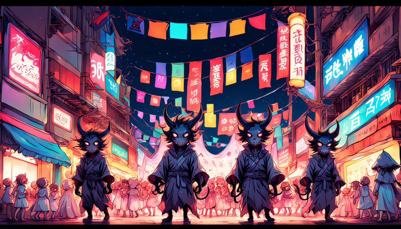 Kawaii Horror Night Parade in Anime Art