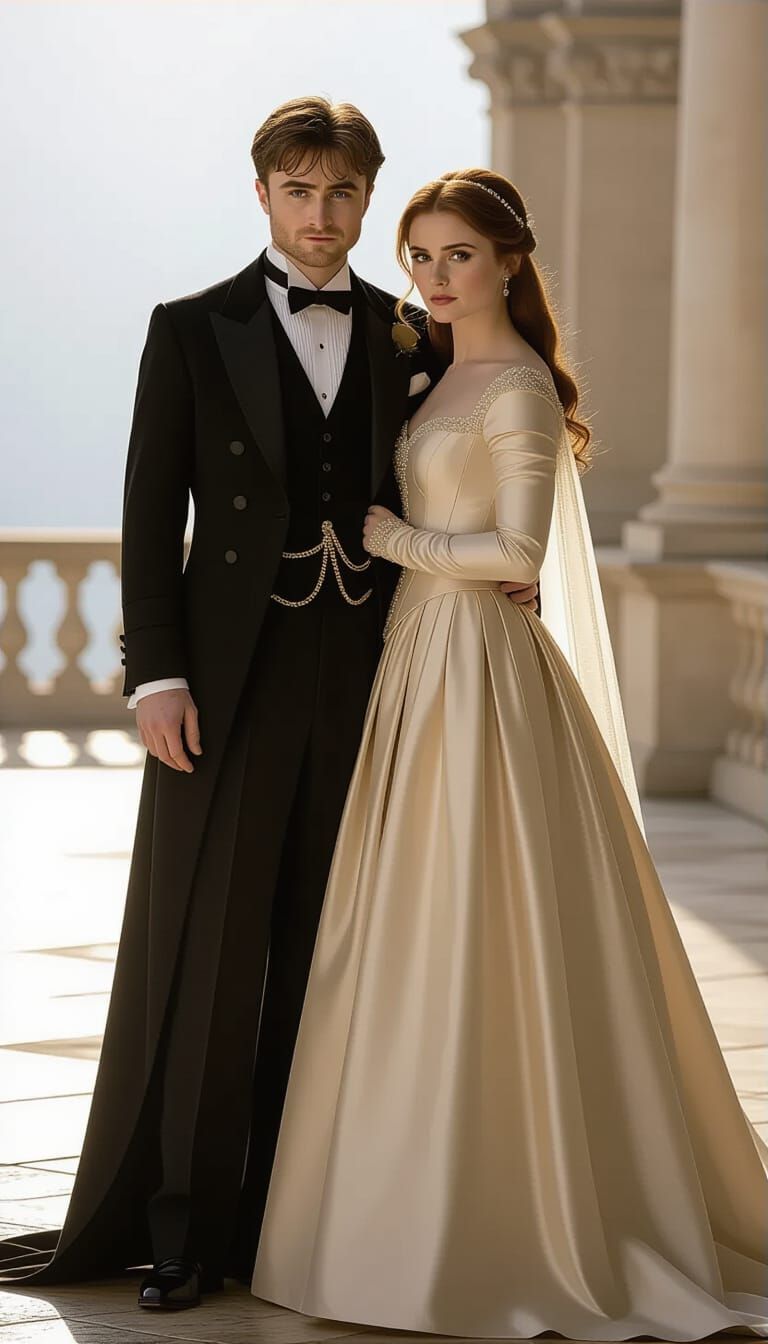 Elegant Actors in Dramatic Cinematic Film Still